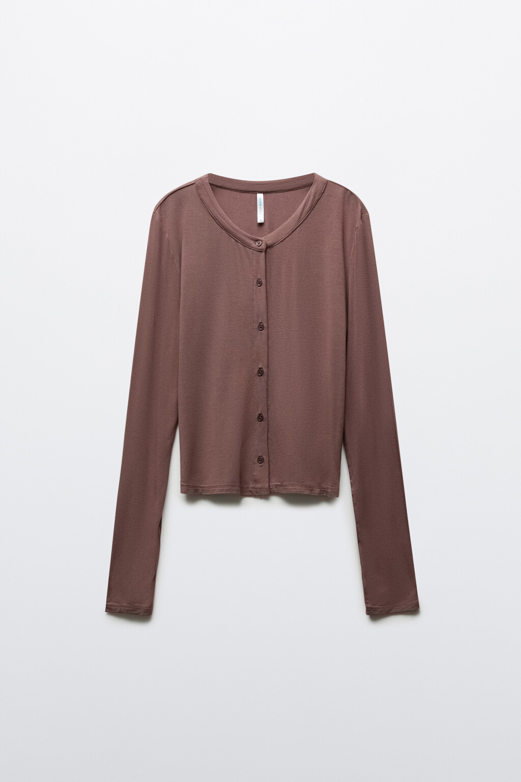 Лонгслив домашний вискозный на пуговицах - цвет коричневый - 7