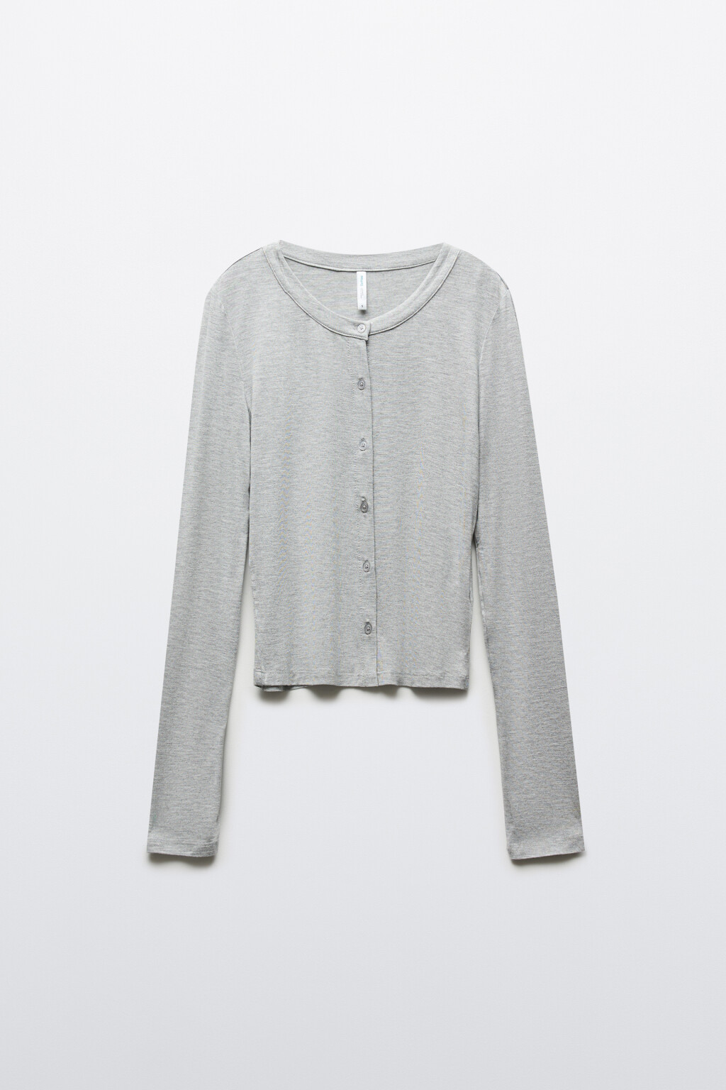 Лонгслив домашний вискозный на пуговицах - цвет серый - 1