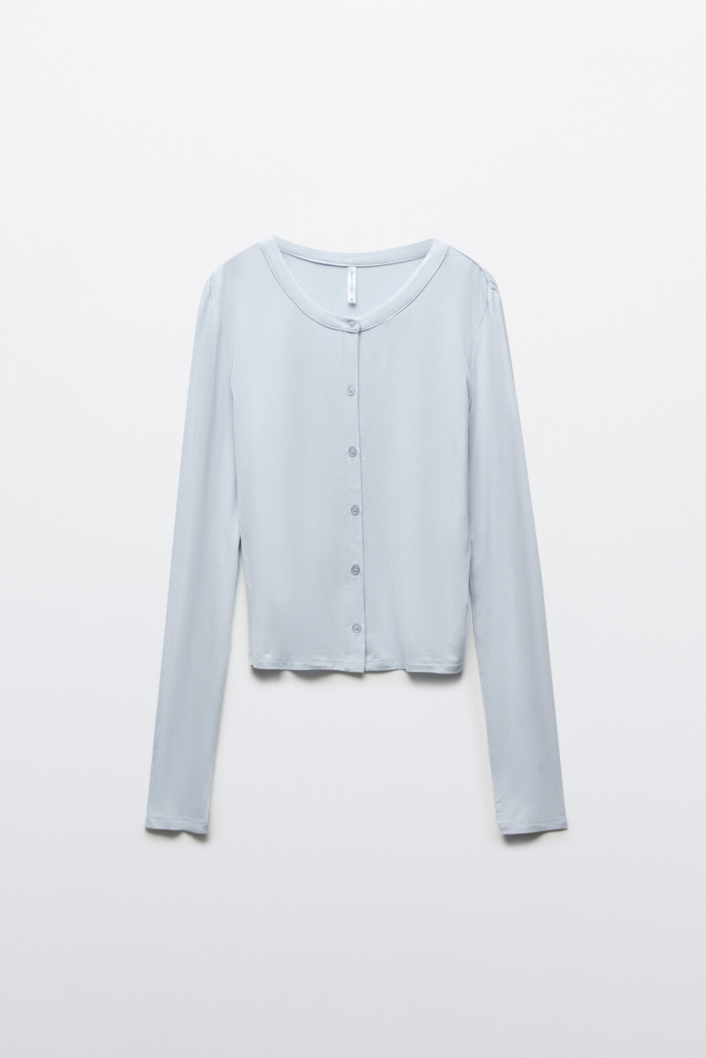 Лонгслив домашний вискозный на пуговицах - цвет голубой - 1