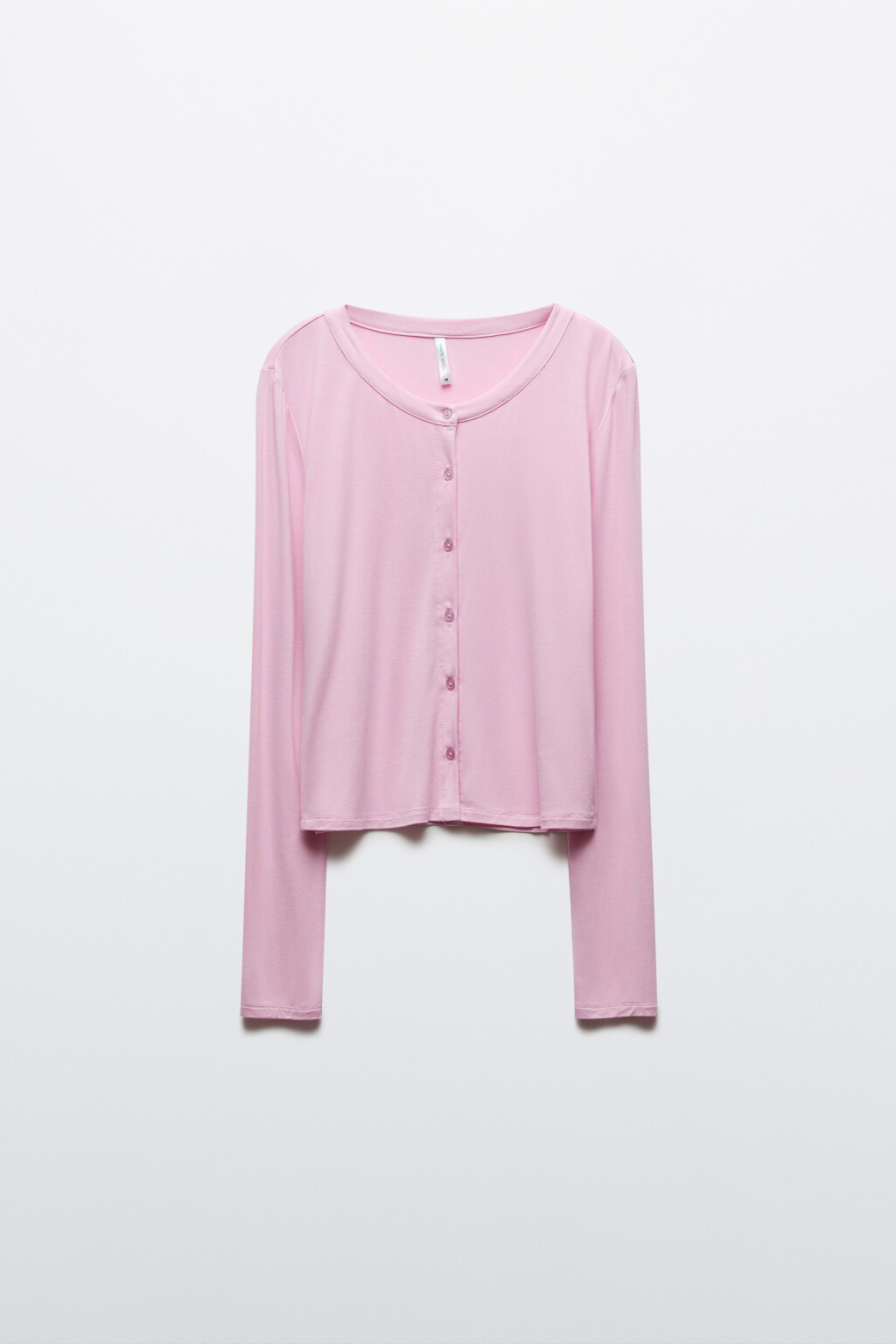 Лонгслив домашний на пуговицах вискозный - цвет розовый - 1