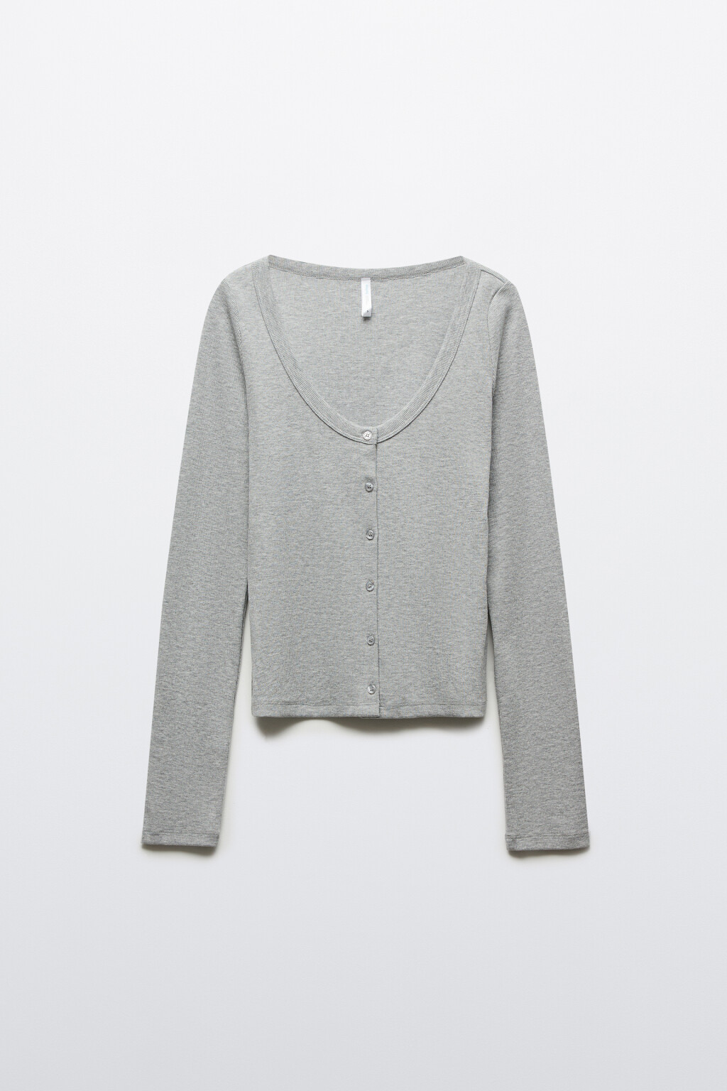 Кардиган домашний на пуговицах в рубчик - цвет серый - 1