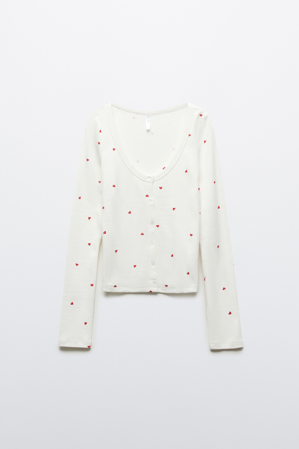 Кардиган домашний на пуговицах в рубчик - цвет красный - 1