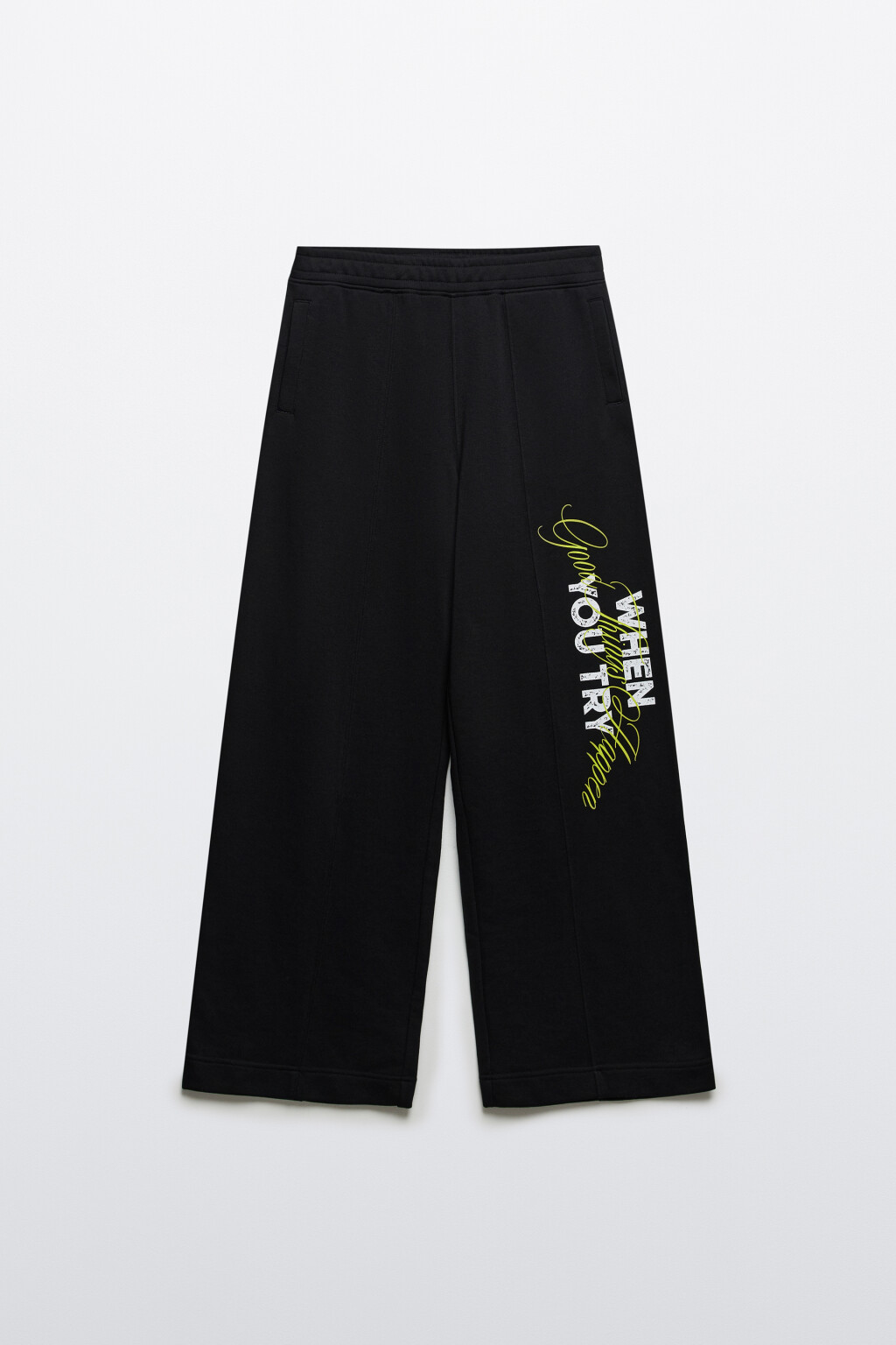 Брюки широкие с надписью из футера - цвет черный - 7