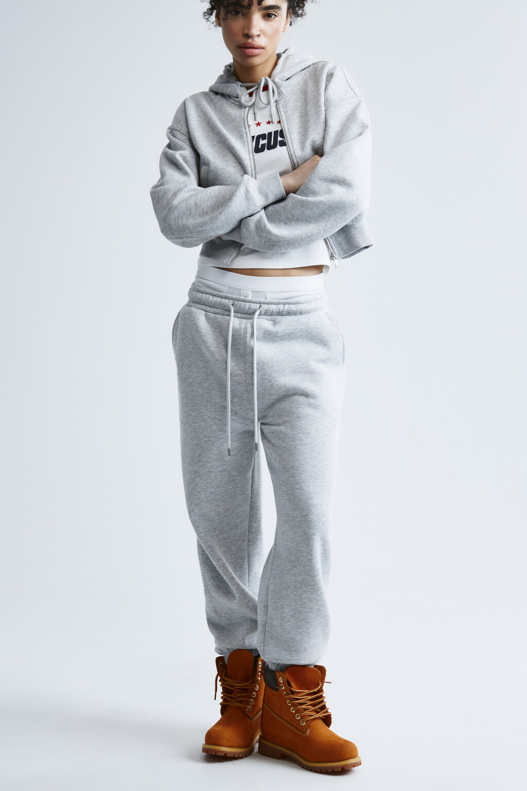 Брюки-джоггеры базовые трикотажные - цвет серый - 1