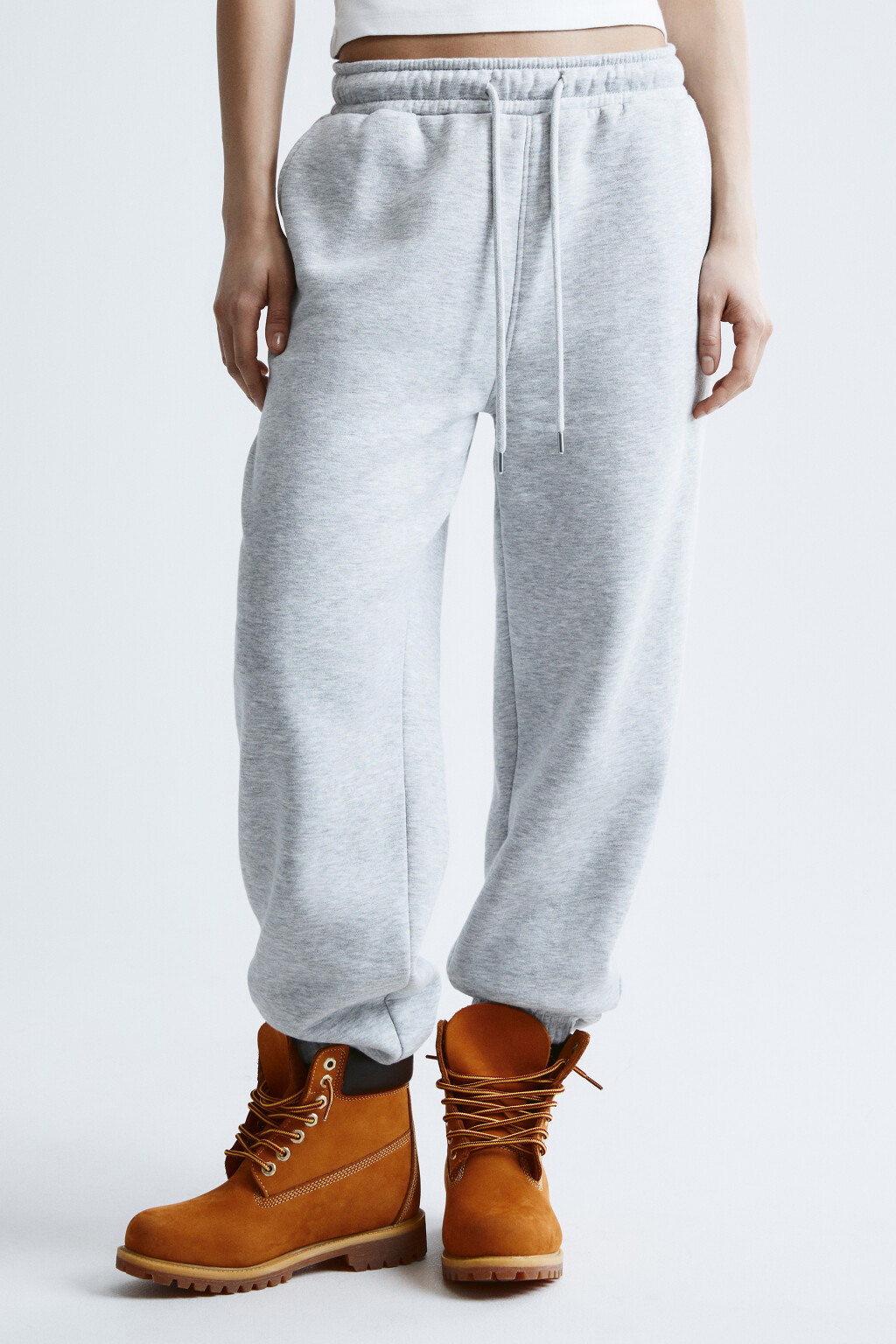 Брюки-джоггеры базовые трикотажные - цвет серый - 2