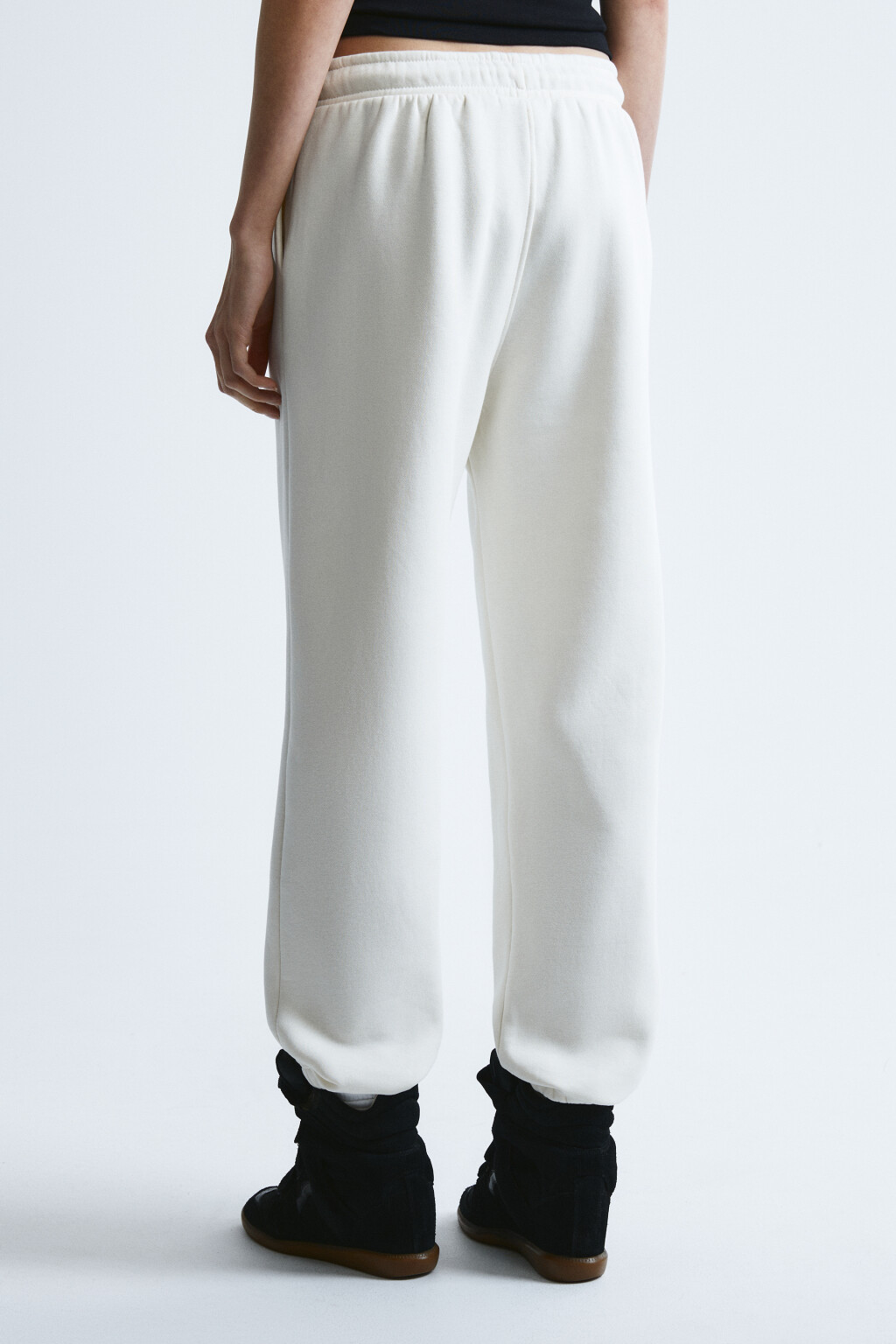 Брюки-джоггеры базовые трикотажные - цвет молочный - 3