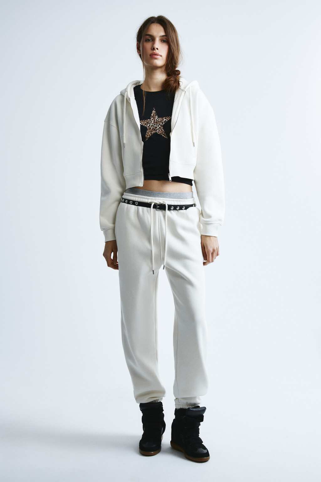 Брюки-джоггеры базовые трикотажные - цвет молочный - 4