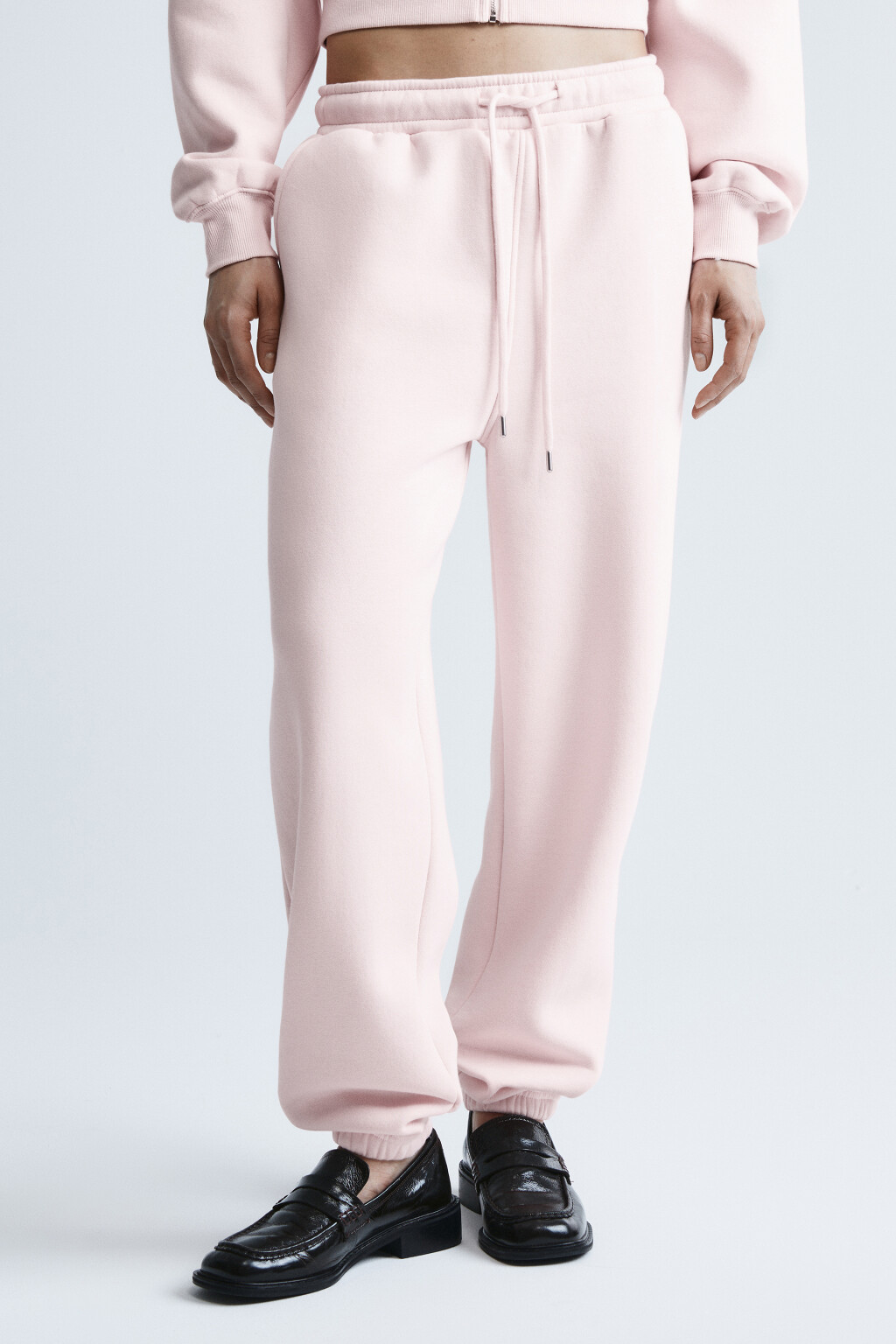 Брюки-джоггеры базовые трикотажные - цвет розовый - 2
