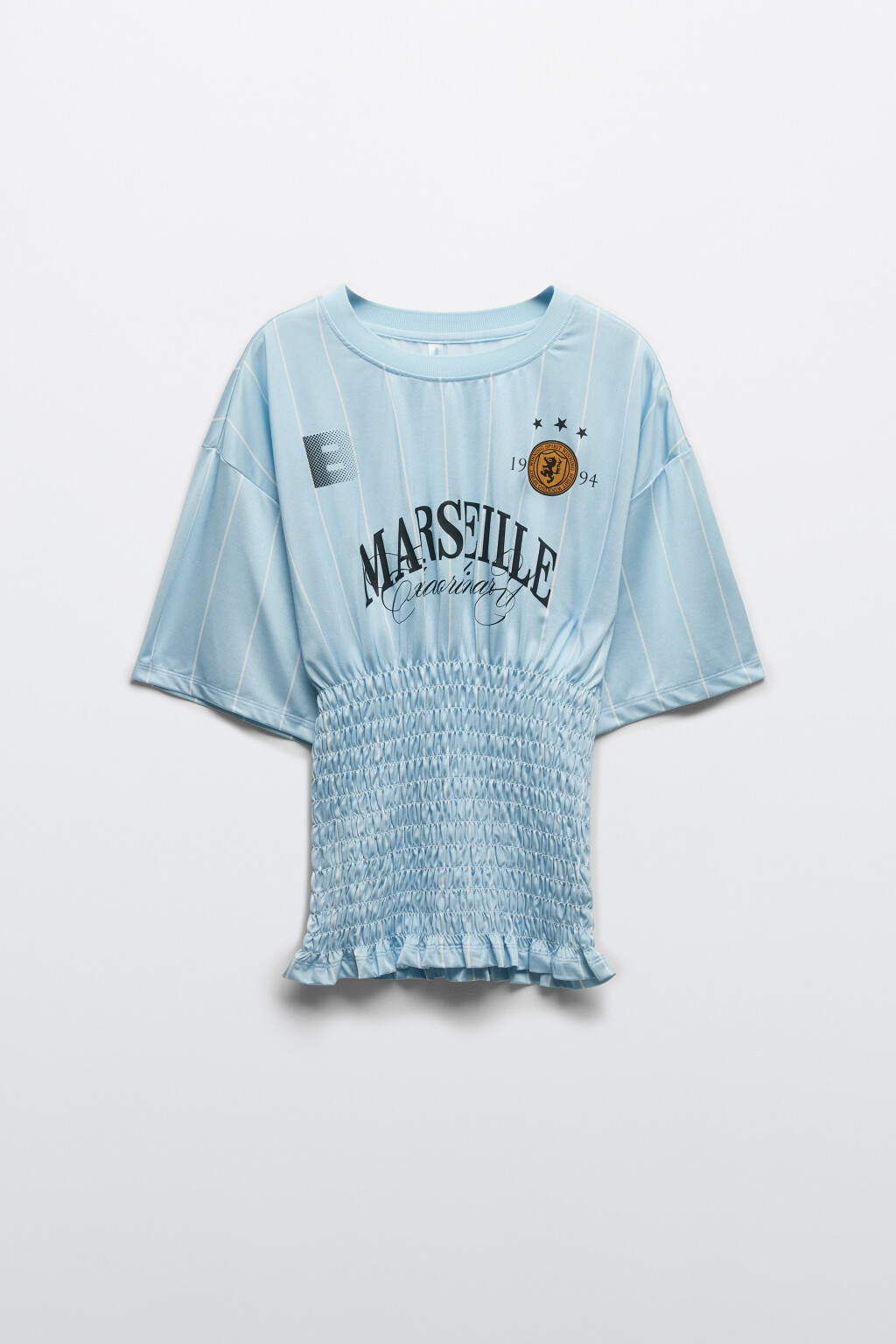 Футболка-джерси с декоративной сборкой - цвет голубой - 7