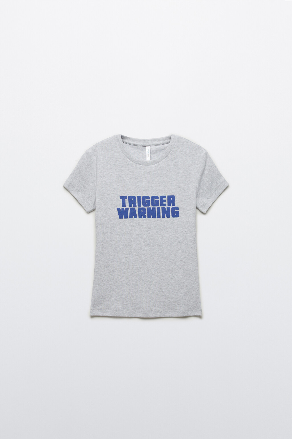 Футболка облегающая с надписью - цвет серый - 8