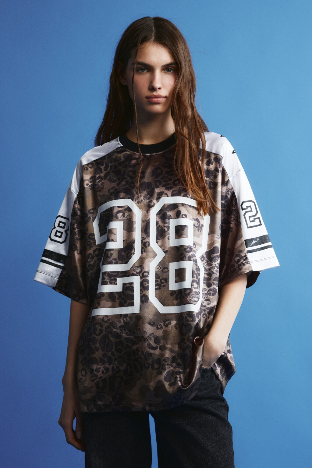 Футболка-джерси oversize с леопардовым принтом - цвет мультиколор - 3