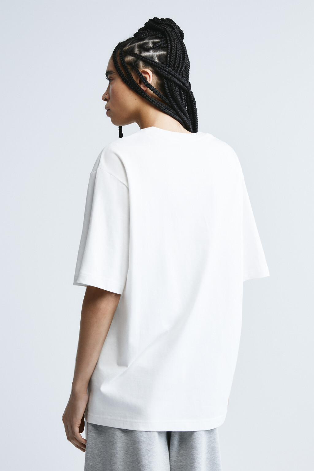 Футболка хлопковая oversize с надписью - цвет белый - 4