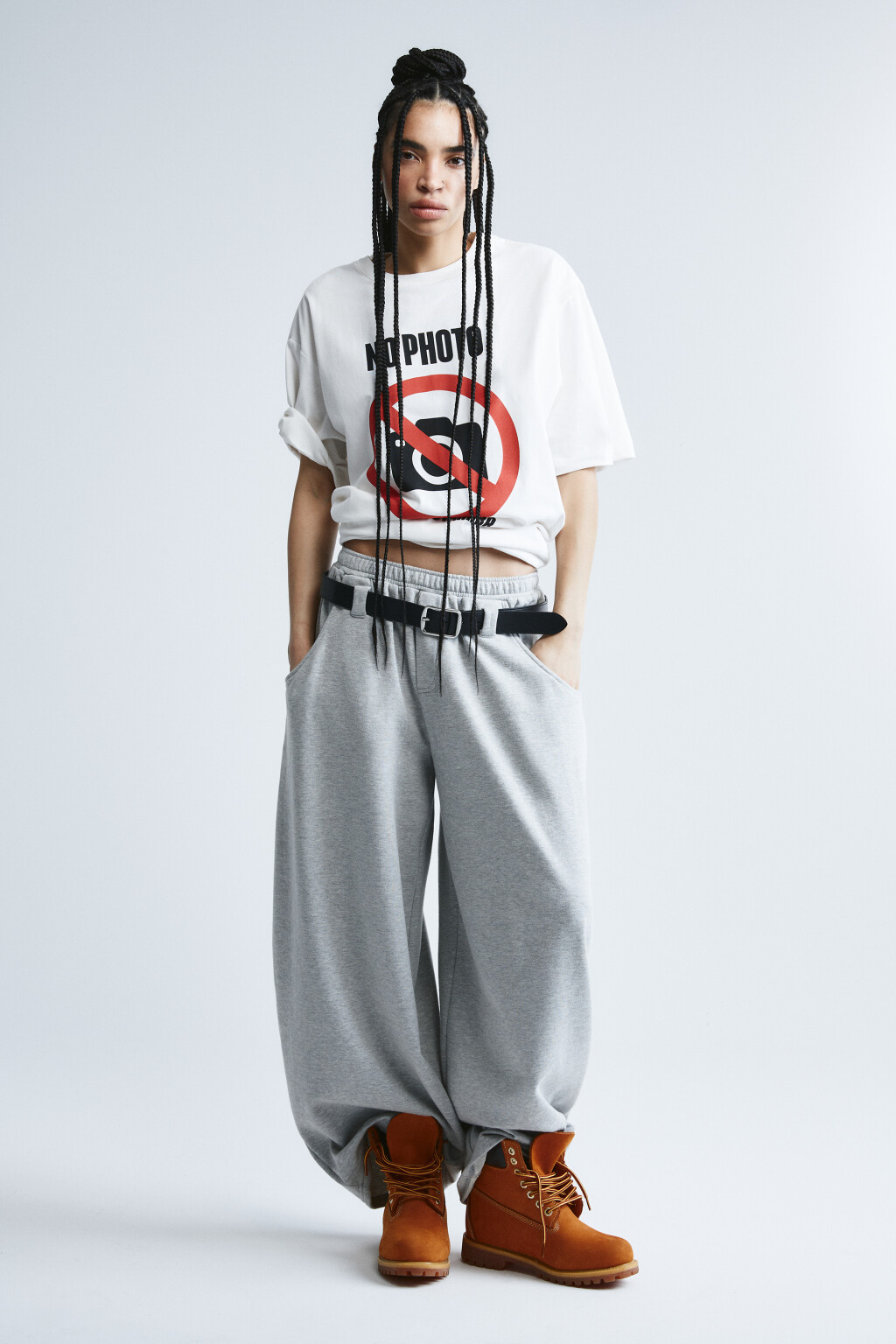 Футболка хлопковая oversize с надписью - цвет белый - 5