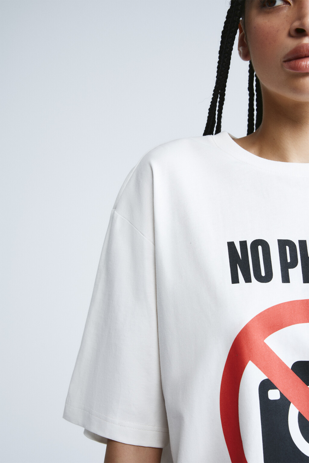 Футболка хлопковая oversize с надписью - цвет белый - 7