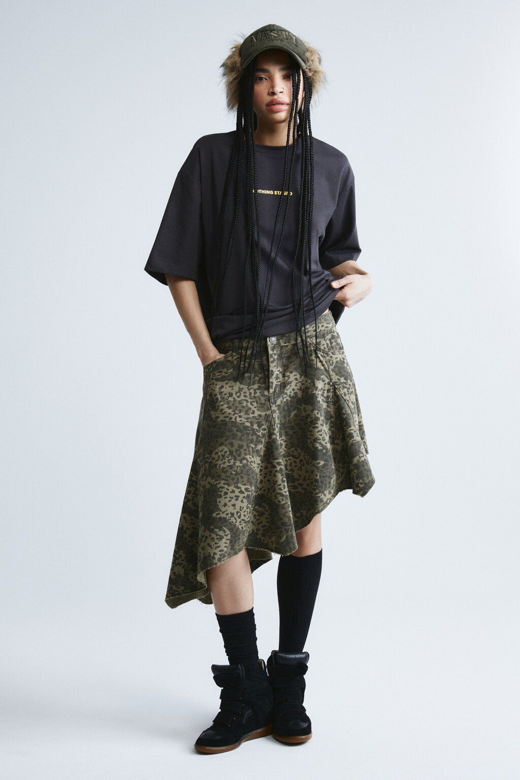 Футболка хлопковая oversize с надписью - цвет черный - 5