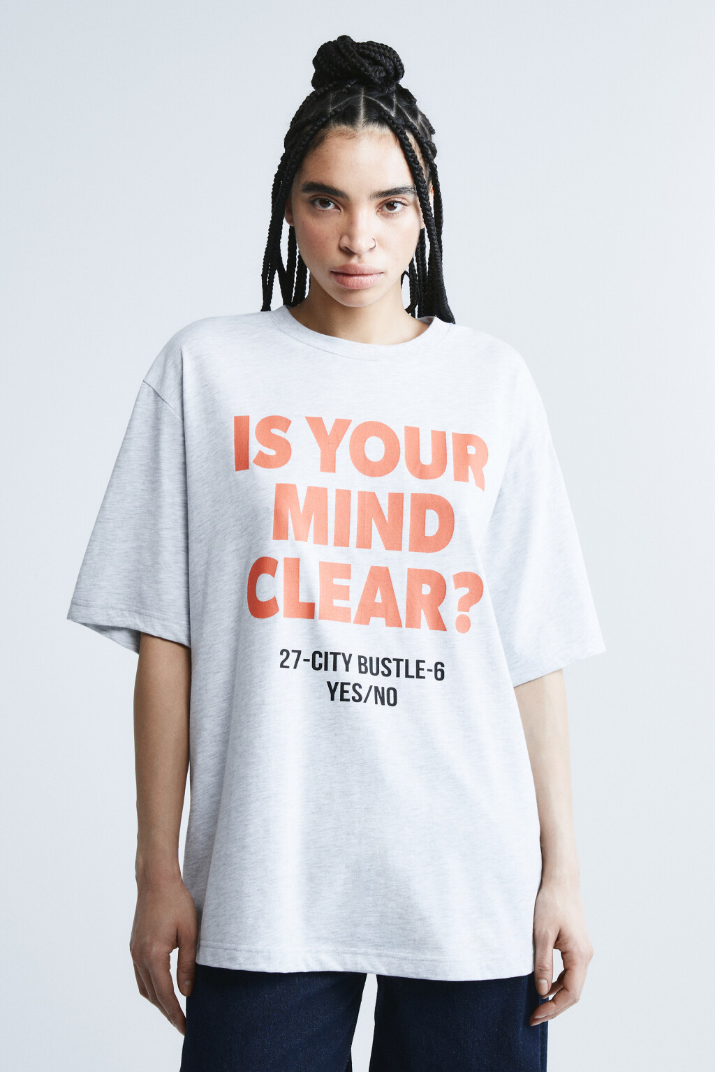 Футболка хлопковая oversize с надписью - цвет серый - 3