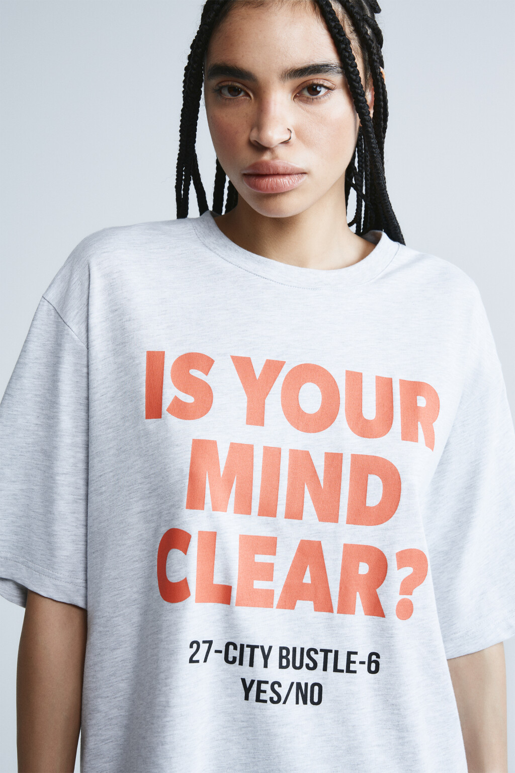 Футболка хлопковая oversize с надписью - цвет серый - 6