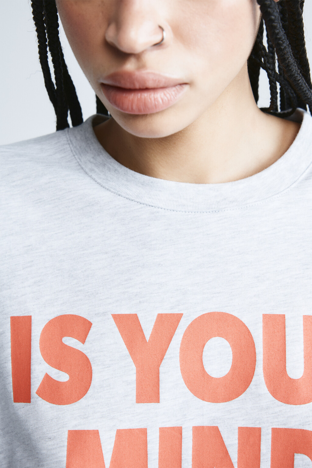 Футболка хлопковая oversize с надписью - цвет серый - 7