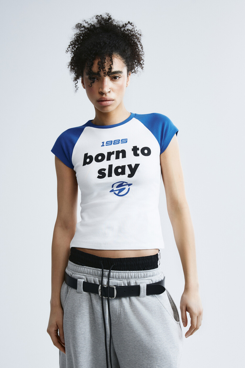 Футболка-топ облегающая с надписью - цвет синий - 2