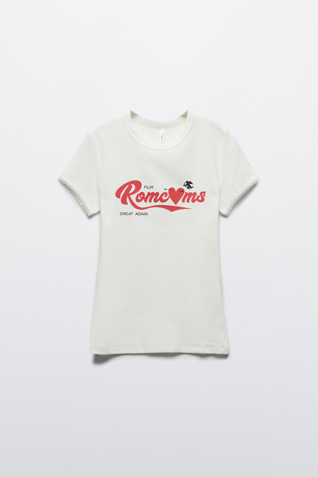 Футболка-топ облегающая плотная с принтом - цвет белый - 1