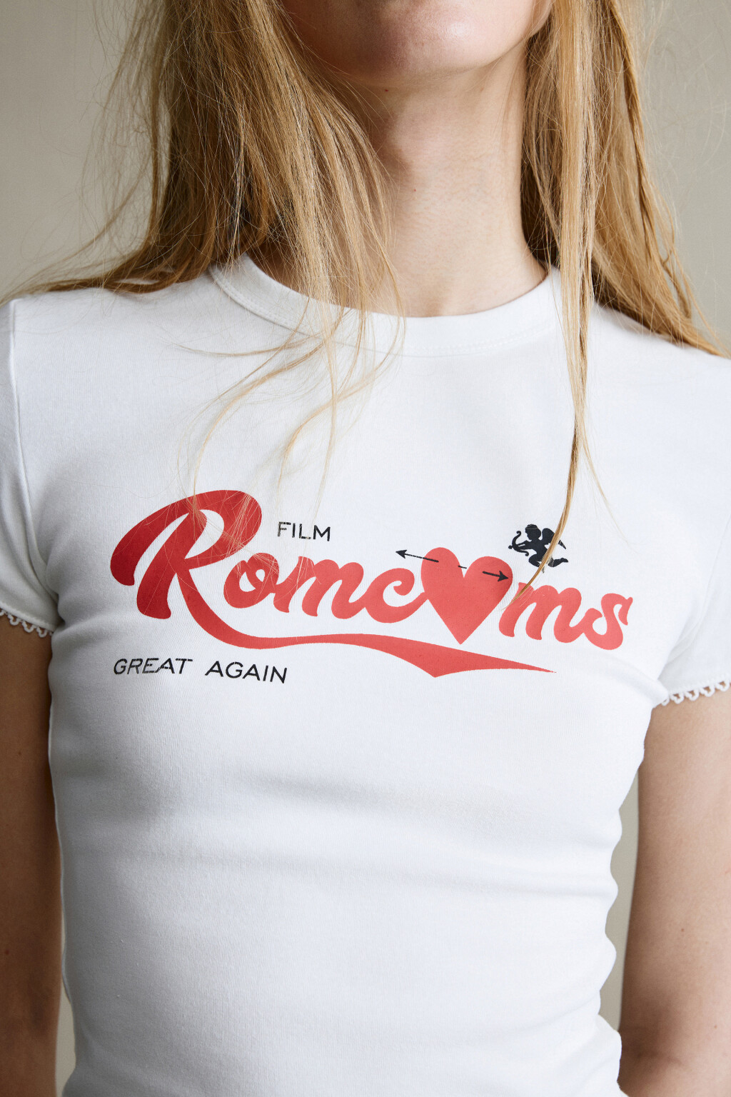 Футболка-топ облегающая плотная с принтом - цвет белый - 6