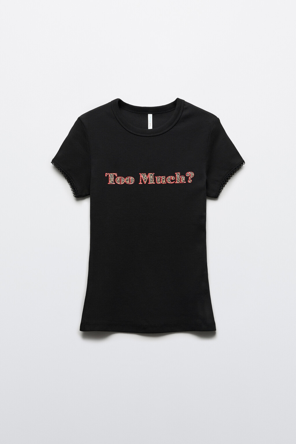 Футболка-топ облегающая плотная с принтом - цвет черный - 1