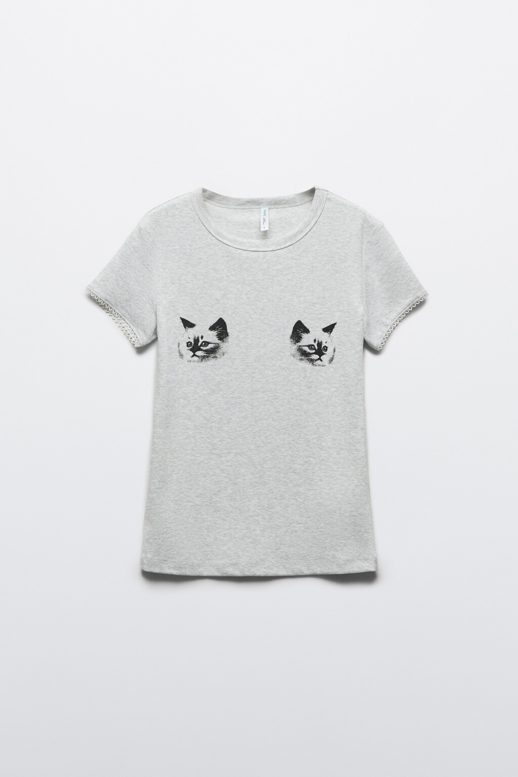 Футболка-топ облегающая плотная с принтом - цвет серый - 1