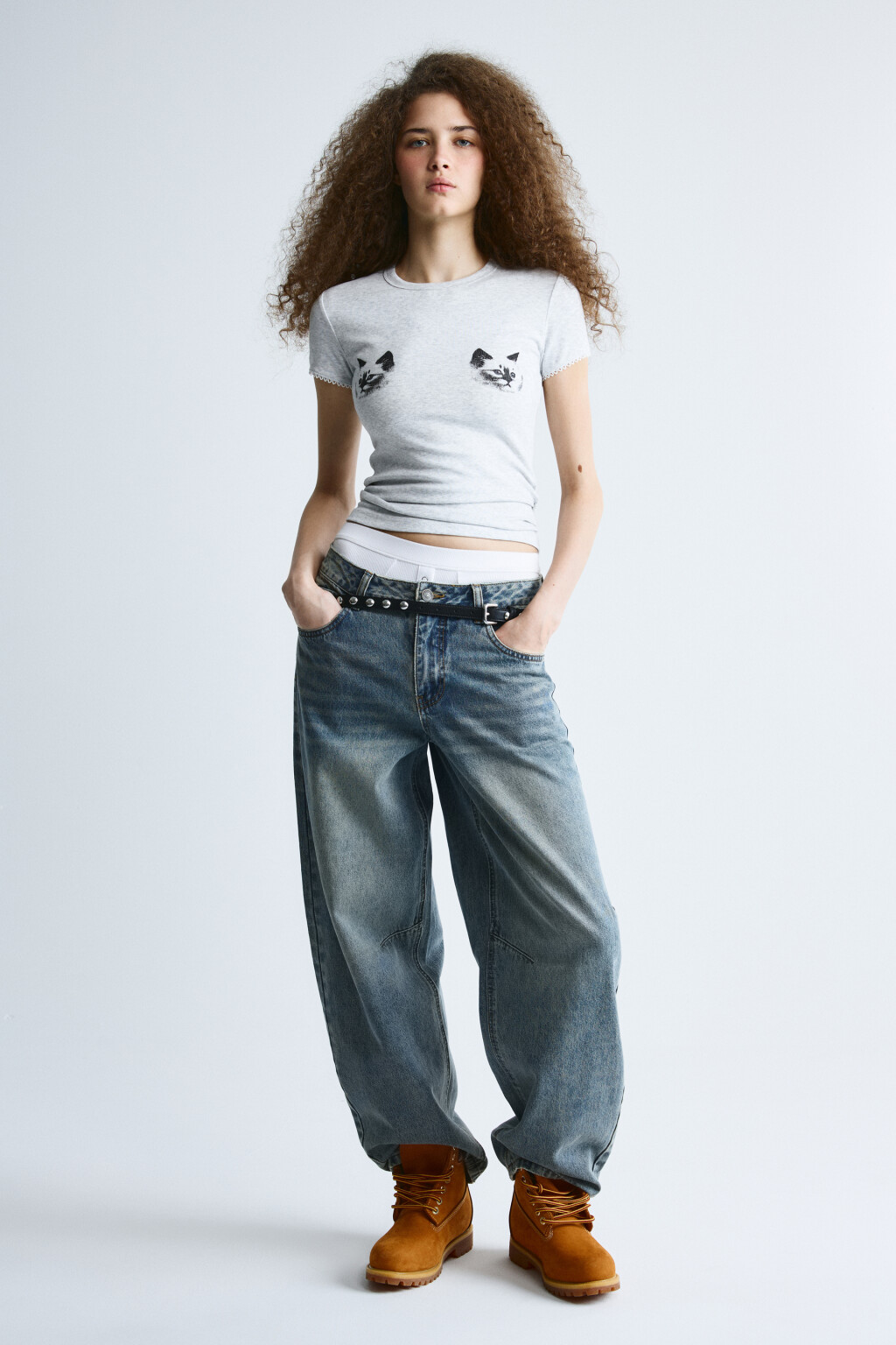 Футболка-топ облегающая плотная с принтом - цвет серый - 4