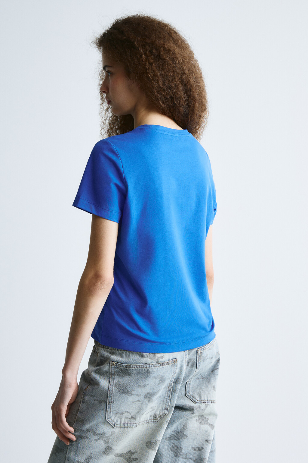 Футболка полуприлегающая с принтом - цвет синий - 3