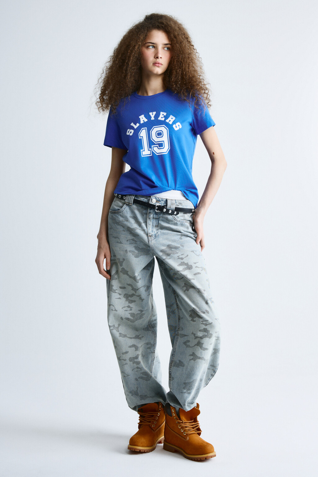 Футболка полуприлегающая с принтом - цвет синий - 4