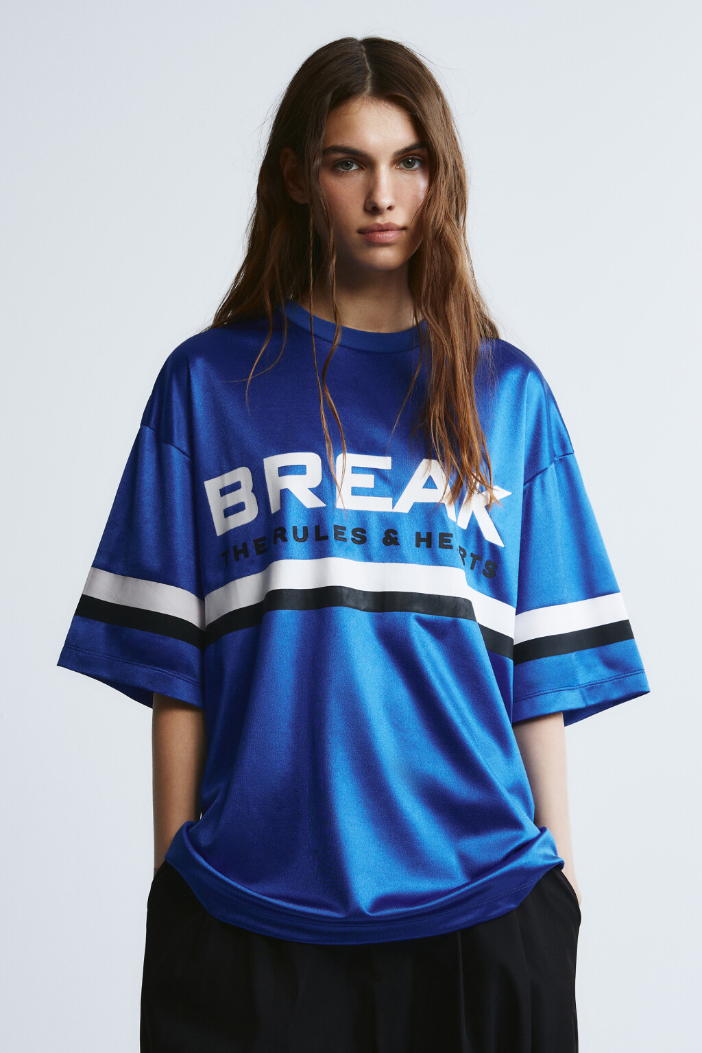 Футболка oversize с принтом - цвет синий - 3
