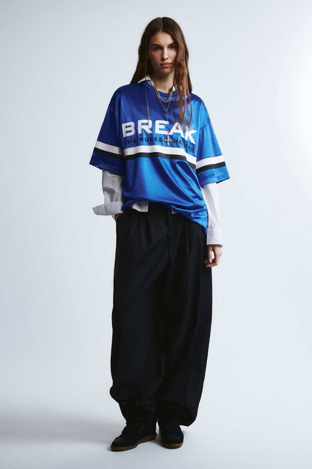 Футболка oversize с принтом - цвет синий - 5