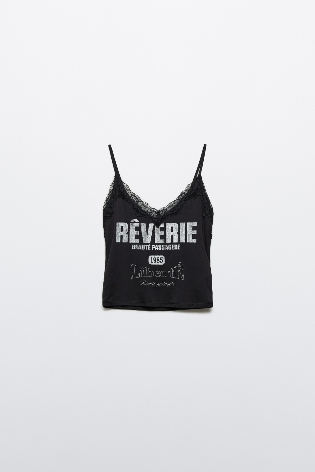 Майка-топ с кружевной отделкой - цвет черный - 1