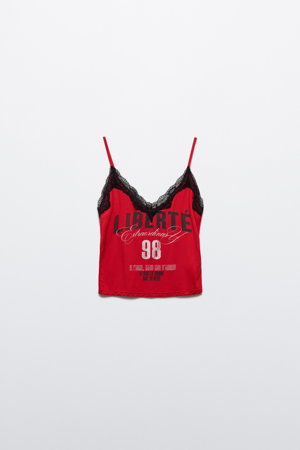 Майка-топ с кружевной отделкой - цвет красный - 1