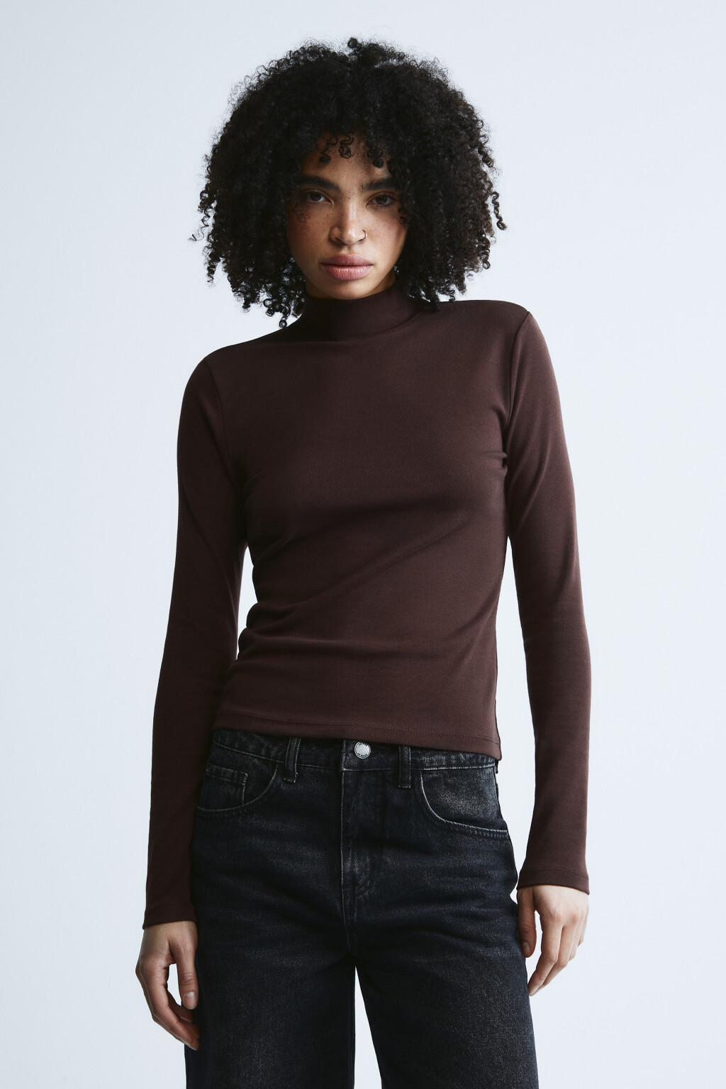Лонгслив облегающий - цвет коричневый - 2