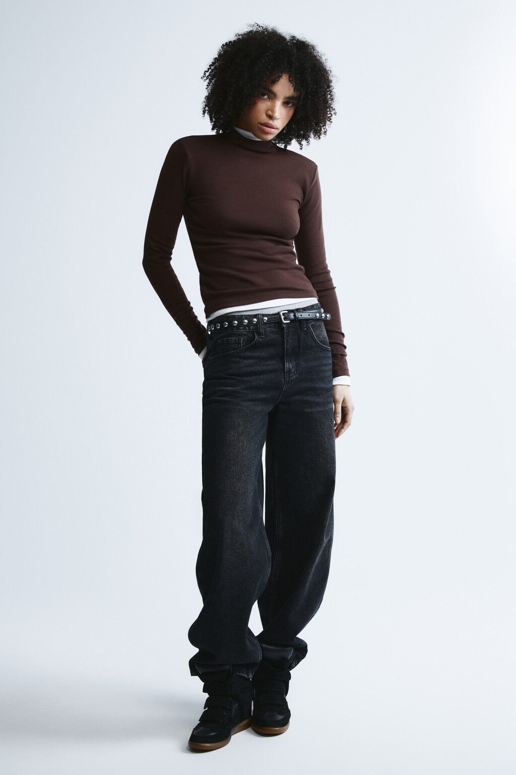 Лонгслив облегающий - цвет коричневый - 4