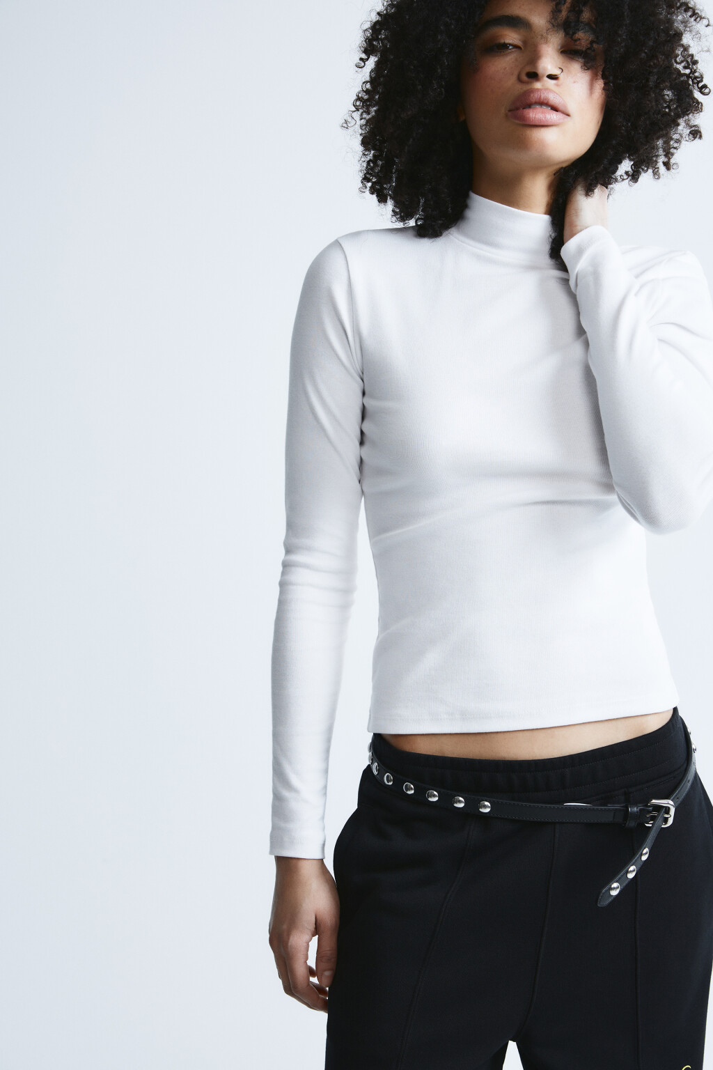 Лонгслив облегающий - цвет молочный - 1