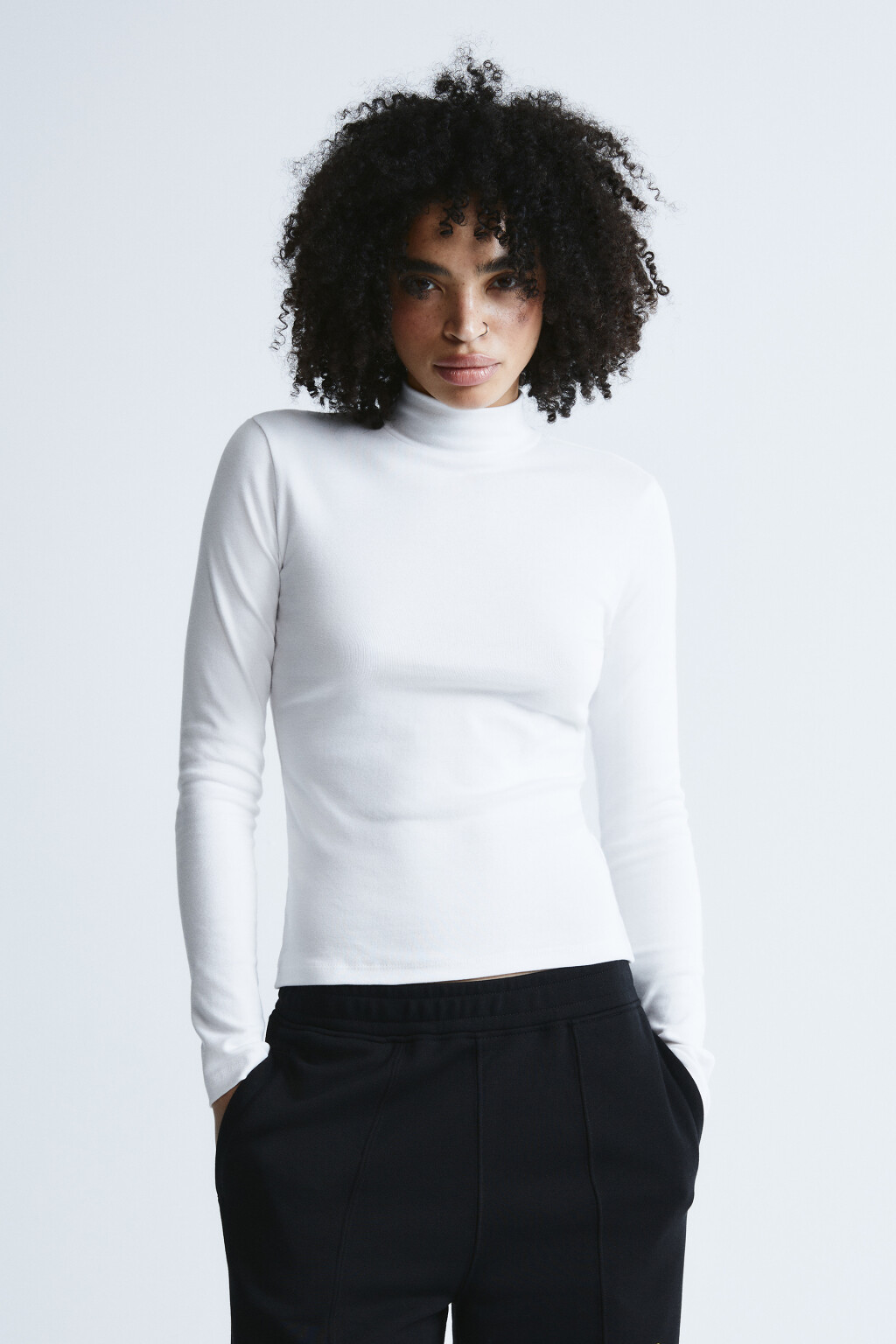 Лонгслив облегающий - цвет молочный - 2