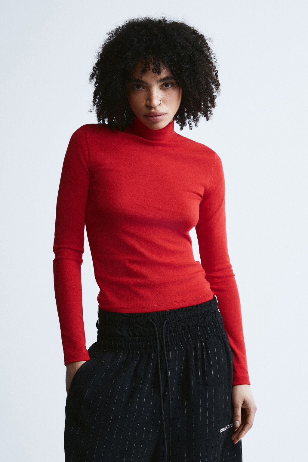 Лонгслив облегающий - цвет красный - 2