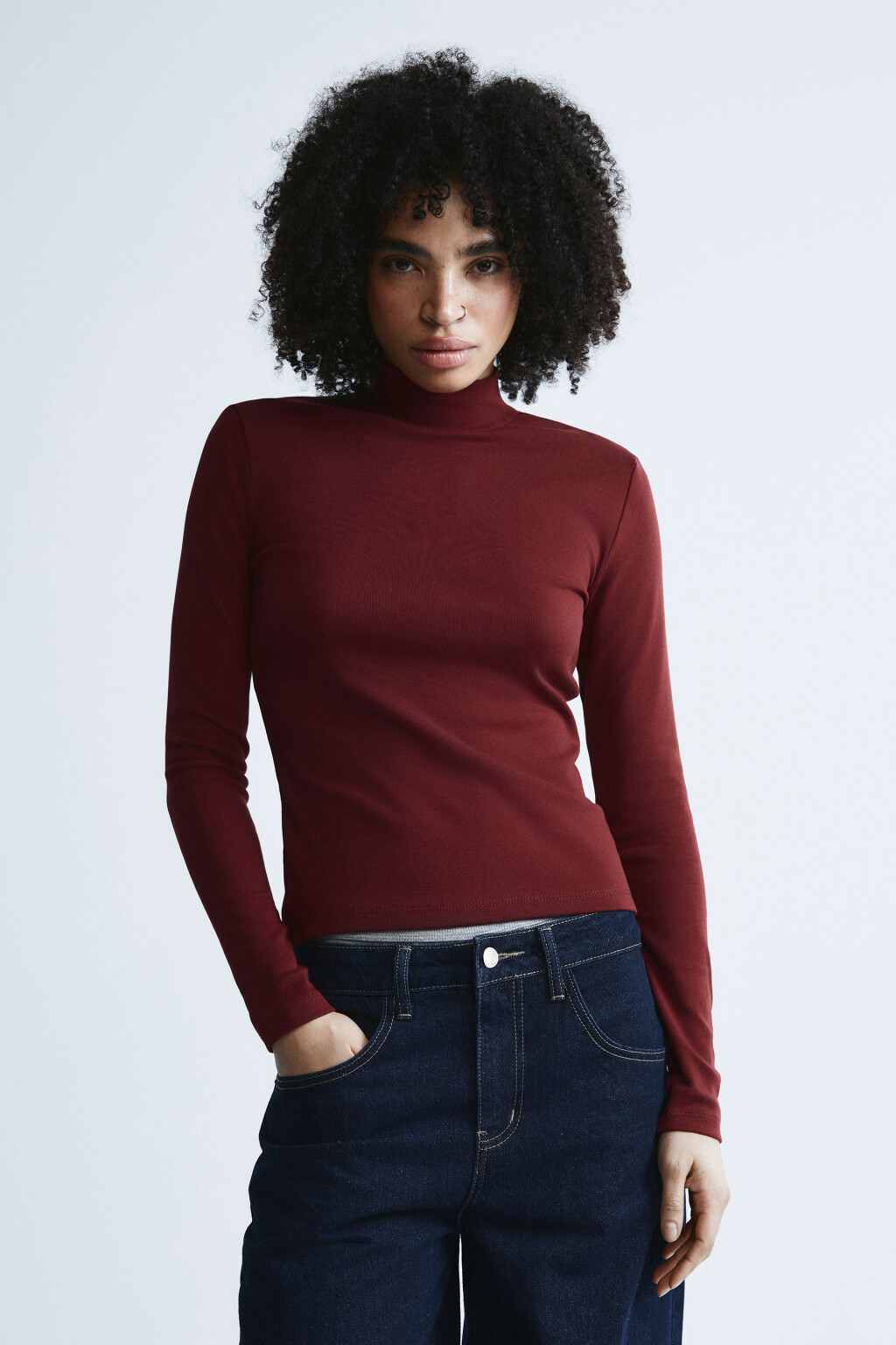 Лонгслив облегающий - цвет бордовый - 2