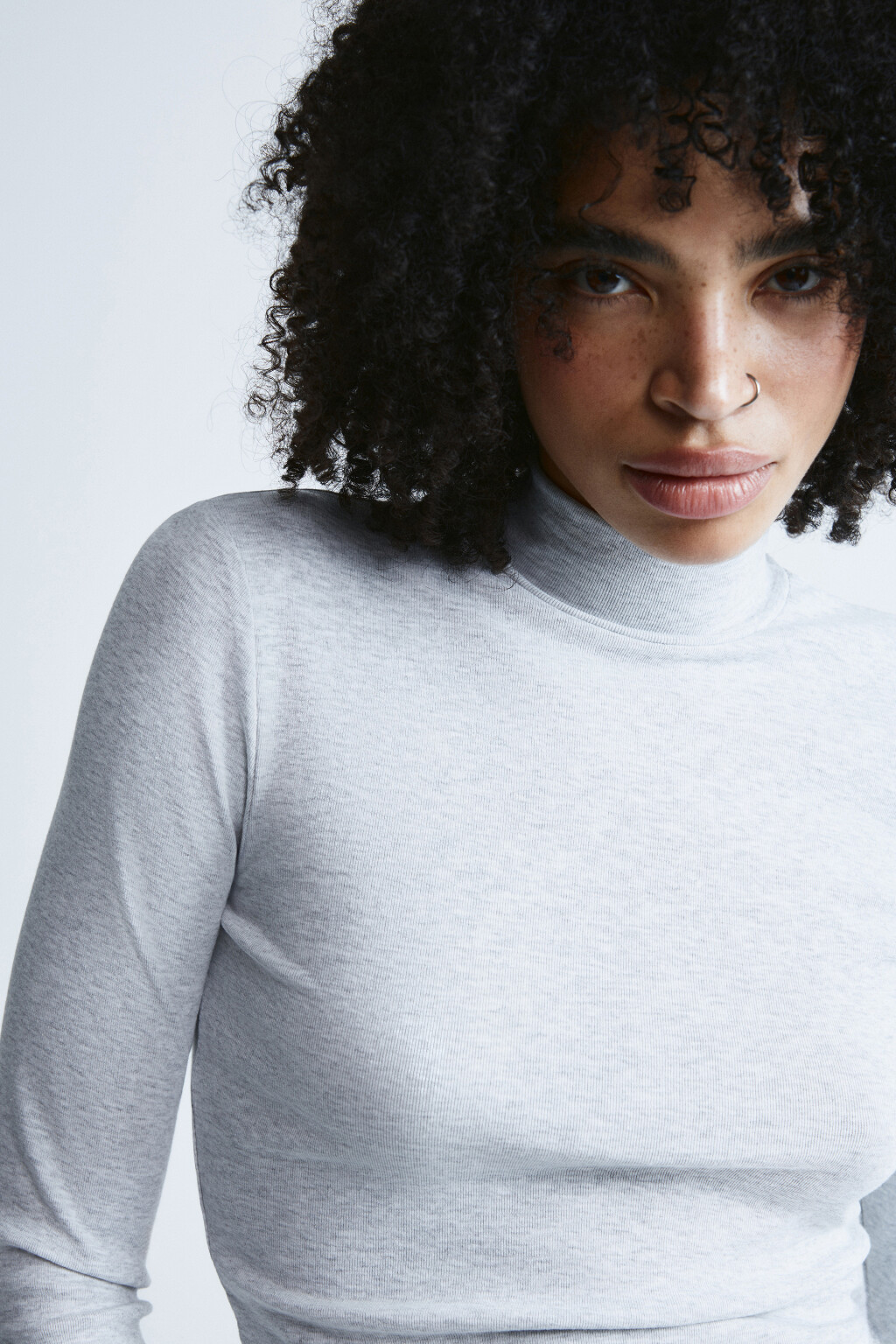 Лонгслив облегающий в рубчик - цвет серый - 5