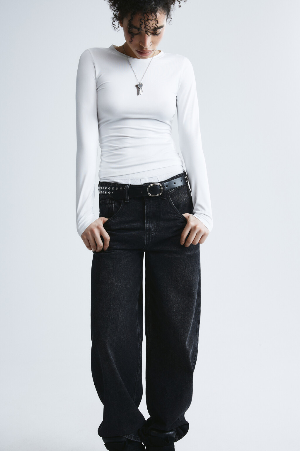 Лонгслив облегающий - цвет белый - 2