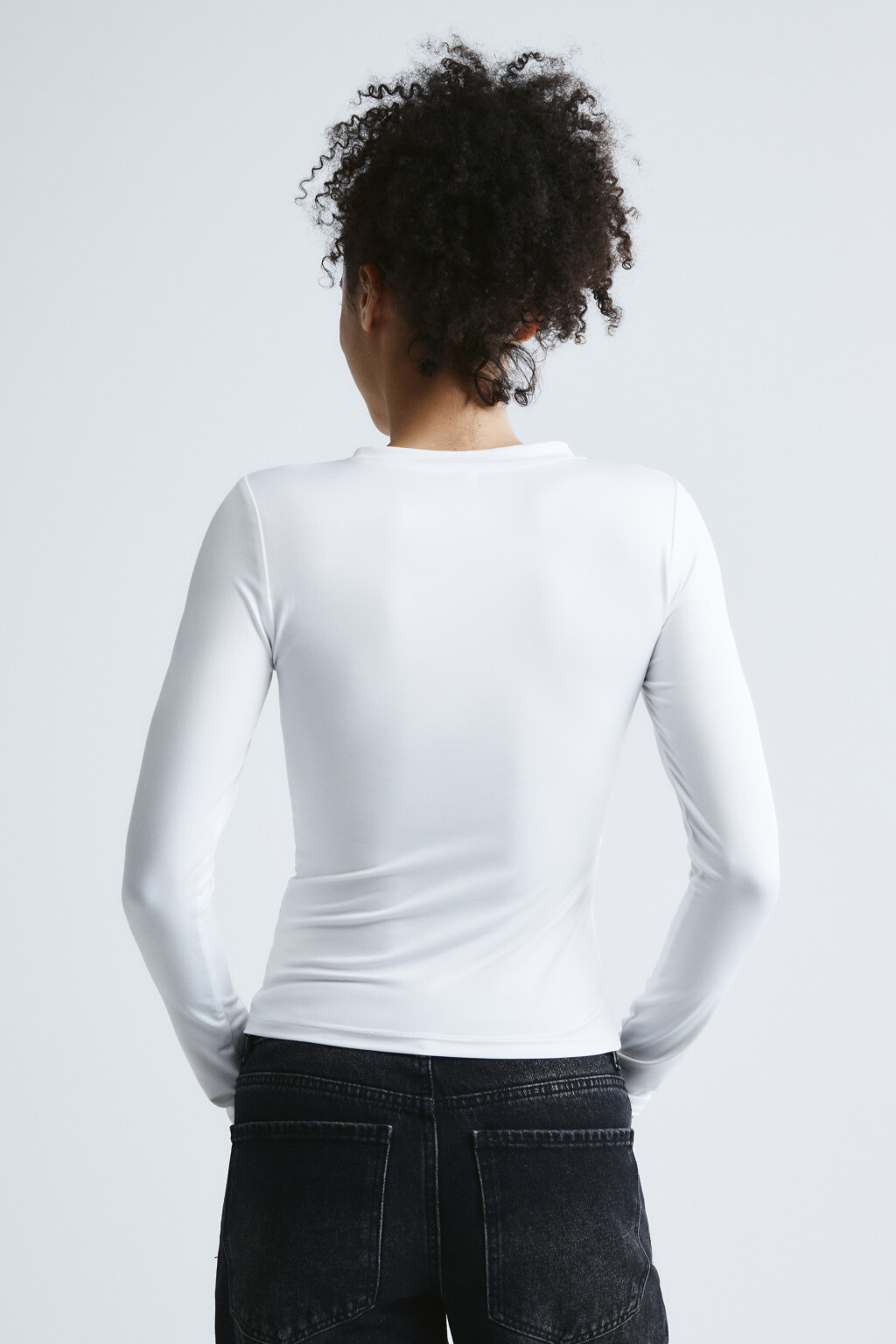 Лонгслив облегающий - цвет белый - 4