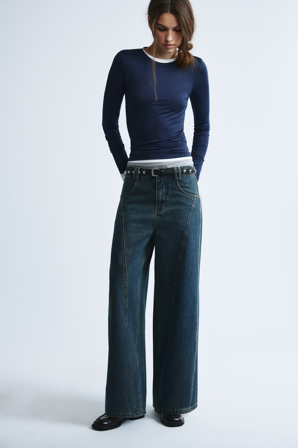 Лонгслив облегающий - цвет синий - 3