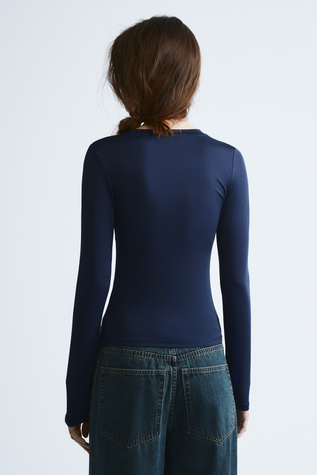 Лонгслив облегающий - цвет синий - 5