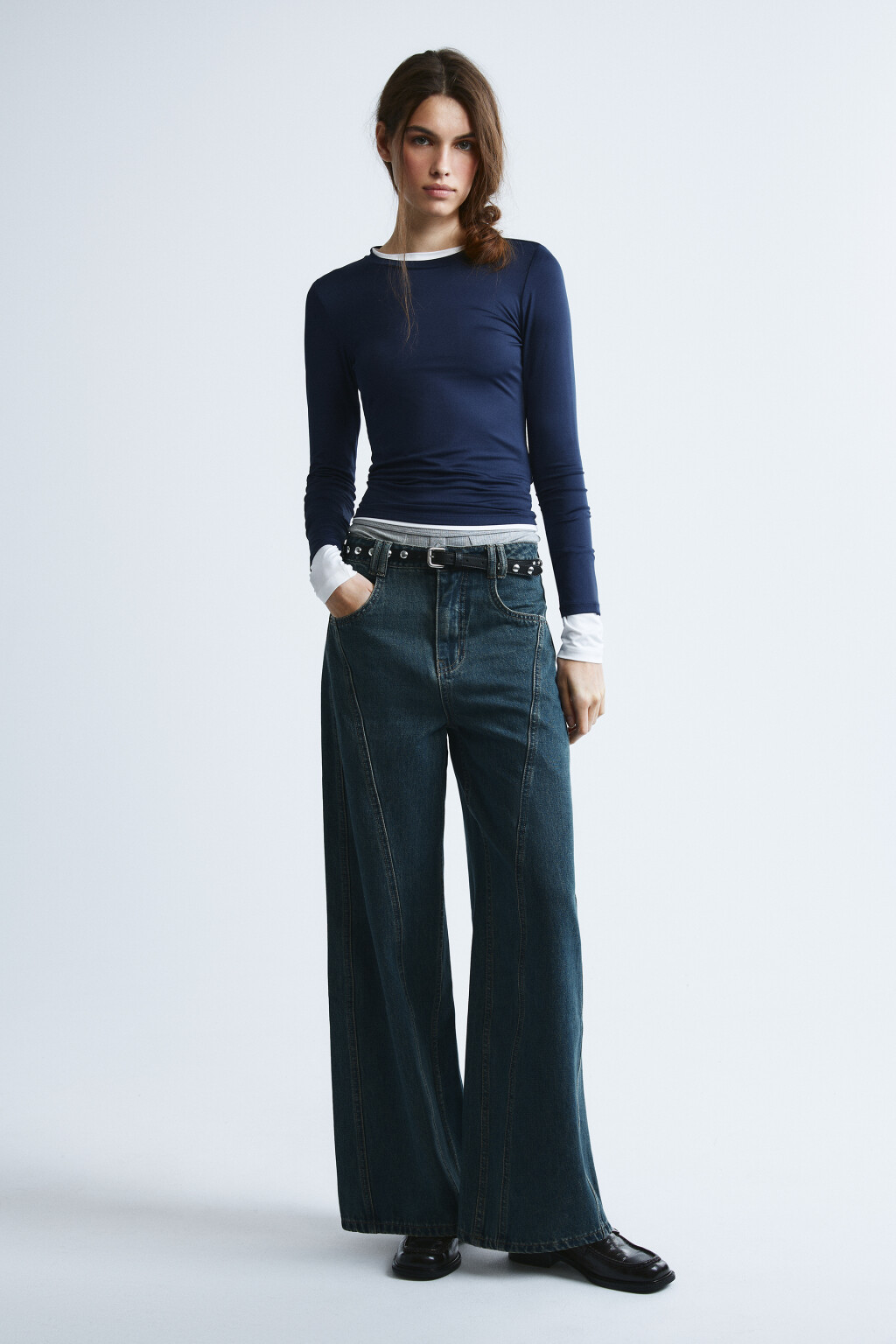 Лонгслив облегающий - цвет синий - 6