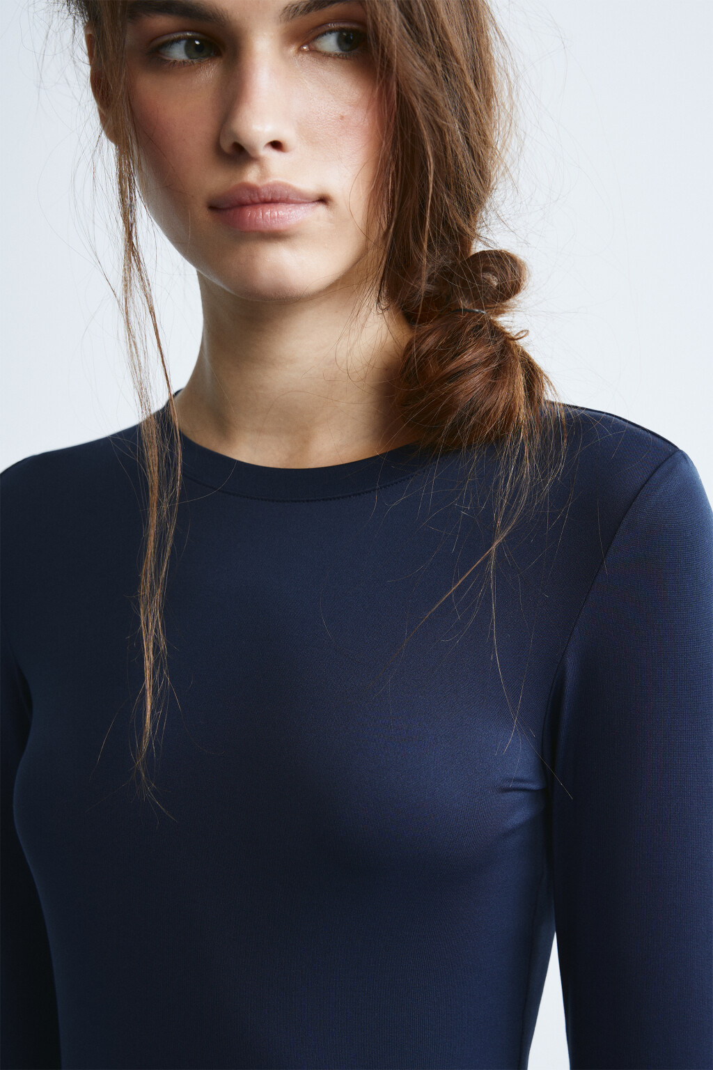 Лонгслив облегающий - цвет синий - 7