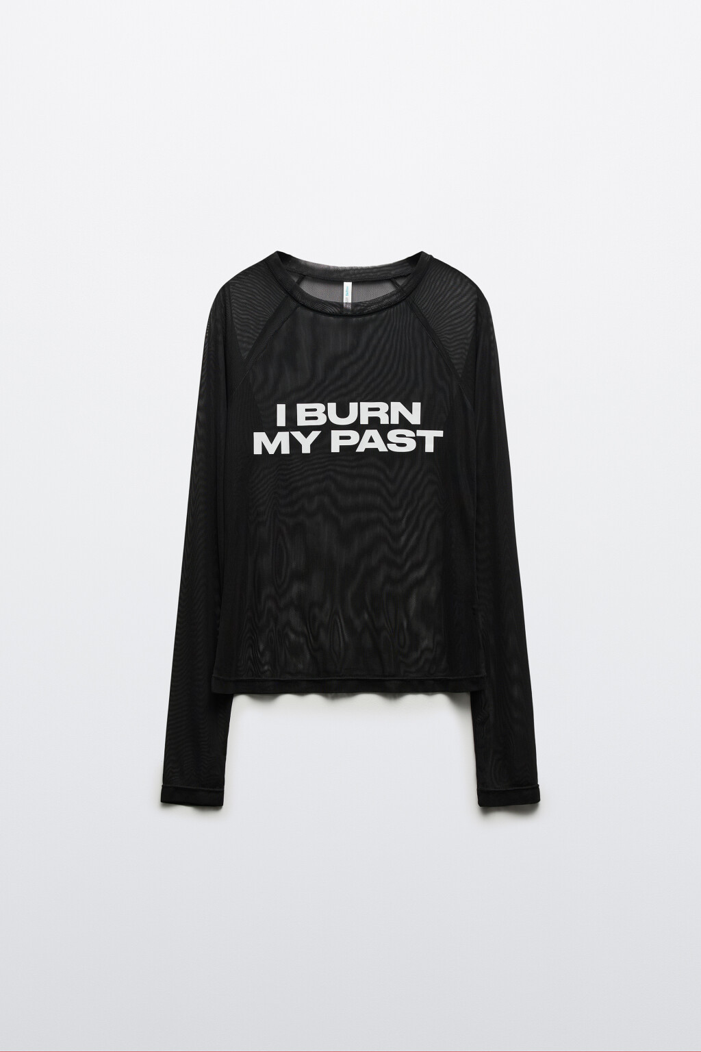 Лонгслив из сетки облегающий с надписью - цвет черный - 7