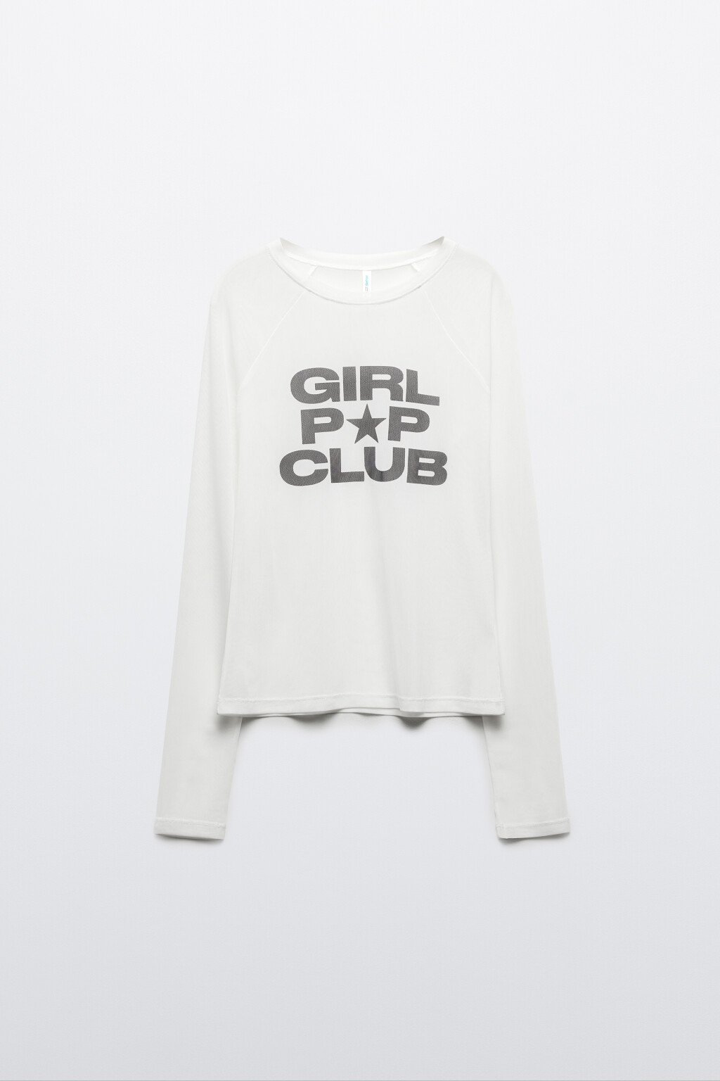 Лонгслив из сетки облегающий с надписью - цвет белый - 7
