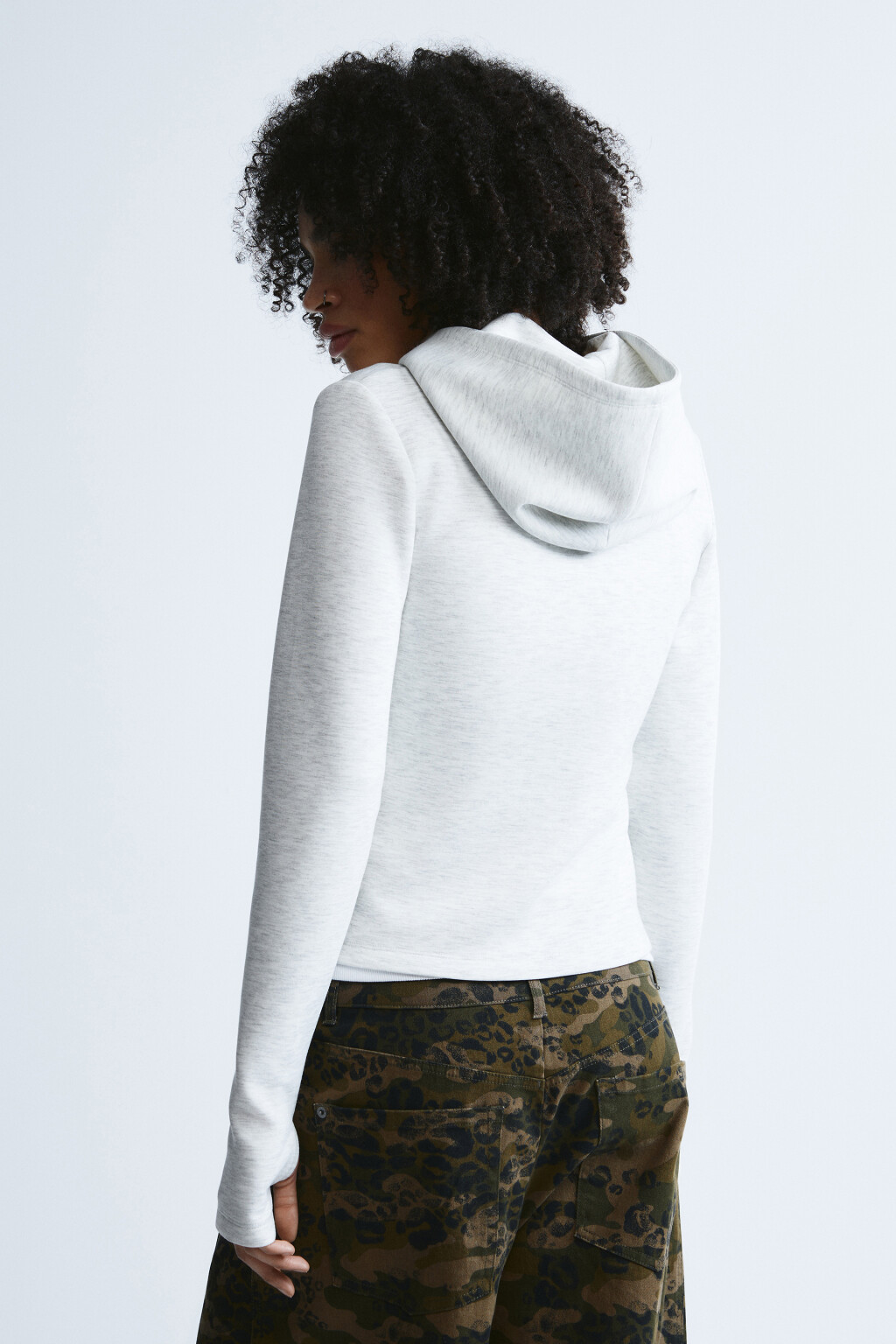 Худи-зипка облегающая - цвет серый - 5